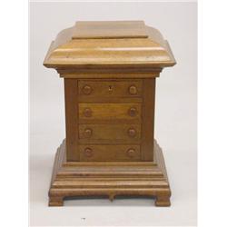 COUNTRY FOUR-DRAWER SEWING CHEST. Attributed to Ohio. Walnut with mellow refinishing. Ogee feet w…