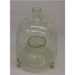 BLOWN GLASS FLY CATCHER. Pale green with applied and flattened penny feet. Rough edges. 6 d. 8 h.…