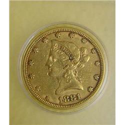 LIBERTY HEAD $10 GOLD COIN. Dated 1881.…