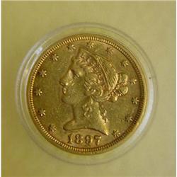 LIBERTY HEAD $5 GOLD COIN. Dated 1897.…