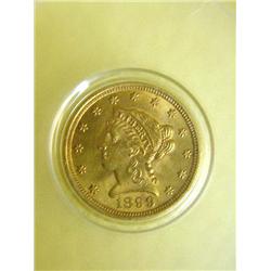 TWO LIBERTY HEAD $2 1/2 GOLD COINS. Dated 1899 and 1905.…