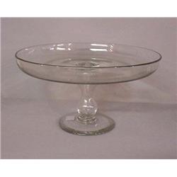 THREE PIECES OF BLOWN GLASS. All have pontiled bases. Clear bowl with a folded rim and spout. 8"d…