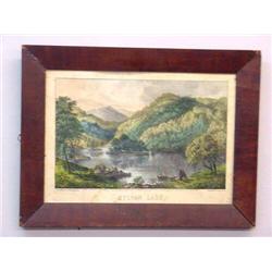 HANDCOLORED LITHOGRAPH BY "CURRIER & IVES". Small folio "Sylvan Lake." C#5939. Man in rowboat, co…