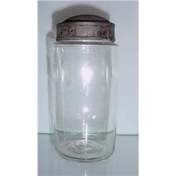 RARE SMALL BLOWN GLASS CANISTER. Nice, small size with a tin lid. 2 1/2"d. 5 1/2"h.…