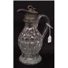 Image 2 : TWO GLASS PIECES: Four-bottle, mold blown caster set in a pewter holder. Two cruets, shaker, and …