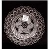 Image 2 : FOUR CLEAR LACY GLASS PIECES. Pictured is an oak leaf pattern tray, 6 1/2"l. and a peacock eye to…