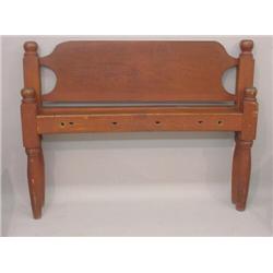 SMALL ROPE BED IN OLD RED PAINT. Birch and pine with good patina. High turned legs with pegged jo…
