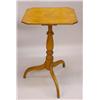 Image 1 : COUNTRY HEPPLEWHITE CANDLESTAND. Refinished maple with areas of curl. Spider legs and a turned co…