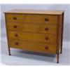 Image 1 : COUNTRY SHERATON FOUR-DRAWER CHEST. Refinished pine. Turned legs with large button feet. Four dov…