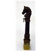 Image 1 : PAIR OF ORNATE CAST IRON HITCHING POSTS. Old surface rust with areas of dark green paint. Reeded …