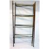 Image 2 : THREE FOLDING QUILT RACKS. All in old finish. Four-part is 107"w. x 71'h. Scissors type is 35 1/2…