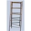 Image 3 : THREE FOLDING QUILT RACKS. All in old finish. Four-part is 107"w. x 71'h. Scissors type is 35 1/2…