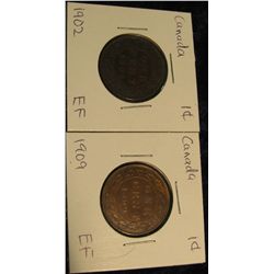 113. 1902 & 09 Canada Edward VII Large Cents. EF 40.
