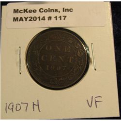 117. 1907H Canada Edward VII Large Cent. VF-20.