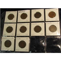 118. Complete Set of (10) 1911-20 Canada George V Large Cents grading F-EF.