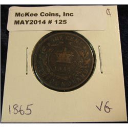 125. 1865 New Foundland Cent. VG-8.