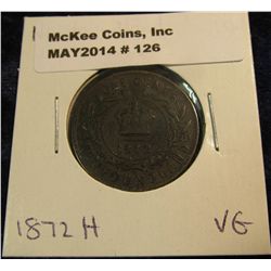 126. 1872 H New Foundland Cent. VG-8.