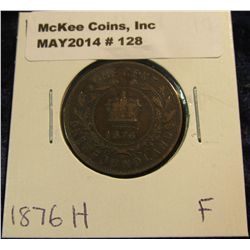 128. 1876 H New Foundland Cent. F-12.