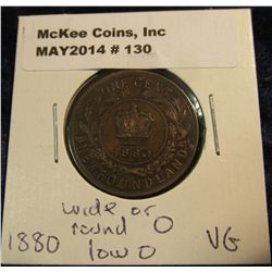 130. 1880 Wide or round O low O New Foundland Cent. VG-8.