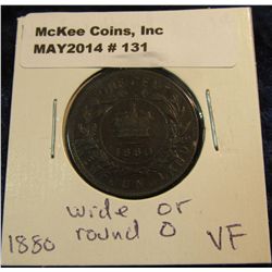 131. 1880 Wide or round O New Foundland Cent. VF