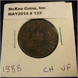 133. 1888 New Foundland Cent. Choice VF.