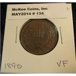 134. 1890 New Foundland Cent. VF.