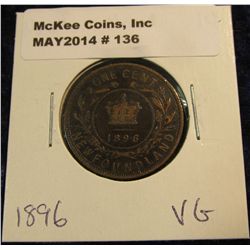 136. 1896 New Foundland Cent. VG-8.