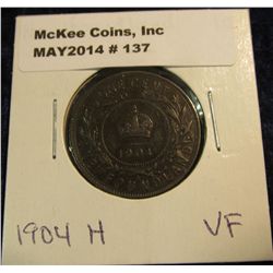 137. 1904 H New Foundland Cent. VF.