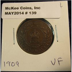 139. 1909 Newfoundland Cent. VF 20.