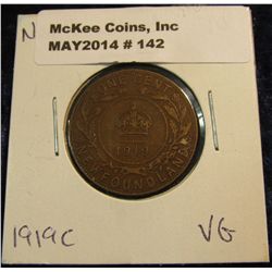 142. 1919 C Newfoundland Cent.VG-8.