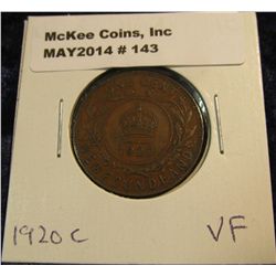 143. 1920 C Newfoundland Cent. VF.