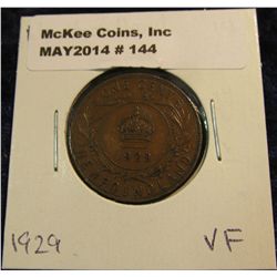 144. 1929 Newfoundland Cent. VF.