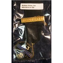 150. 1927 Delegate United Mine Workers Brass Badge with Pendant and Ribbon.