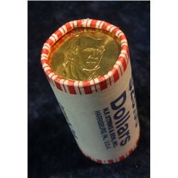 1357. Bank-wrapped and Stamped Roll of James K. Polk Presidential Dollars. Gem BU. (25 coins),