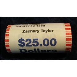 1362. Bank-wrapped and Stamped Roll of Zachary Taylor Presidential Dollars. Gem BU. (25 coins),