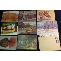 1378. (12) old Cards & (3) Prestamped Envelopes two of which have George Washington 3c on them.