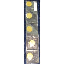 1379. 5-Different variety set of Anamosa (Iowa Prison) Tokens. Include "I.M.R.", "A.S.P.", "Good For