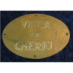 1386. World War II Soldier Bring back souvenir. This brass plaque was confiscated by an Ottumwa, Iow