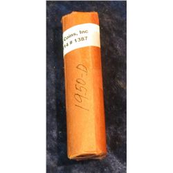 1387. Solid Date Roll of 1950 D Lincoln Cents. "Wheat Backs".