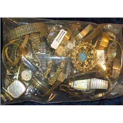 1390. Huge collection of old Watches.  Most need batteries, many work.