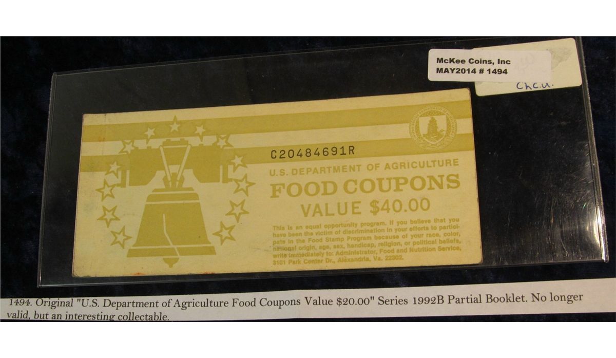 1494. Original "U.S. Department of Agriculture Food Stamp ...