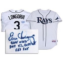 Evan Longoria Signed & Game-Worn Home Jersey -- From the 16 June 2011 Rays v. Red Sox Game