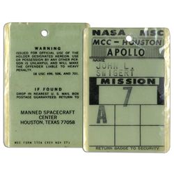 Apollo 7 Badge Issued to Jack Swigert -- From His Personal Collection