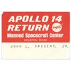 Image 1 : Jack Swigert's Personally Owned Pass From The Return of The Apollo 14 Crew