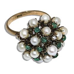 Marlene Dietrich Personally Owned Emerald and Pearl Ring