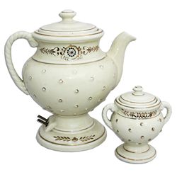 Marlene Dietrich Personally Owned Gilt-Embellished Ceramic Coffee Percolator Pot & Matching Lidded S