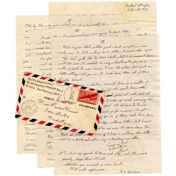 Rene Gagnon Autograph Letter Signed 5 Times From The Central Pacific in October 1944 -- ''...pup ten