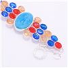 Image 2 : PRETTY BOTSWANA AGATE, BLUE TOPAZ & RUBY STYLE BRACELET