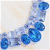 Image 2 : GORGEOUS AQUAMARINE & BLUE TOPAZ STYLE FASHION NECKLACE