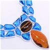 Image 2 : CARNELIAN, TIGER EYE, BLUE TOPAZ STYLE FASHION NECKLACE
